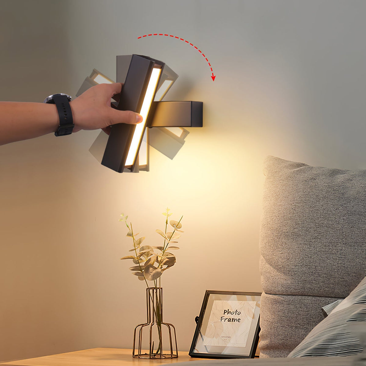 
Olvynora Rotating Wood & Metal LED Wall Lamp - Minimalist Sconce