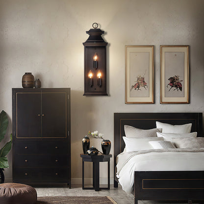 Esolarae Vintage Industrial Iron & Glass Wall Lamp
