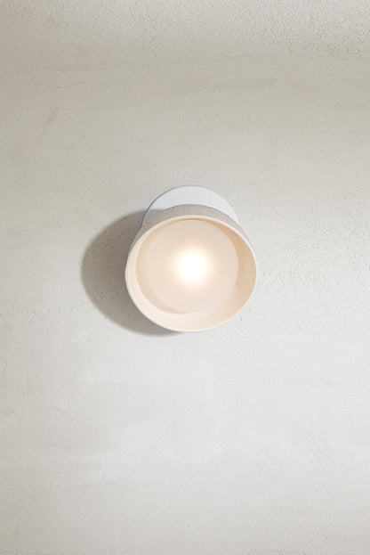 Ellorus Travertine & Glass Wall Lamp - Minimalist Sconce