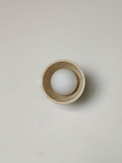 Ellorus Travertine & Glass Wall Lamp - Minimalist Sconce