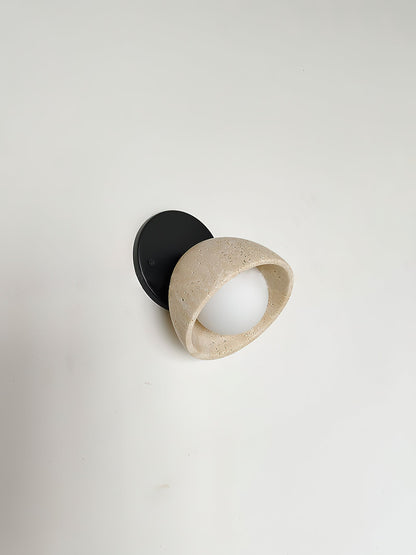 Ellorus Travertine & Glass Wall Lamp - Minimalist Sconce
