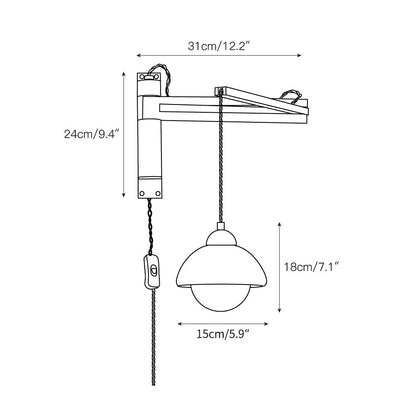 Cezoria Travertine Swing Arm Wall Sconce - Adjustable