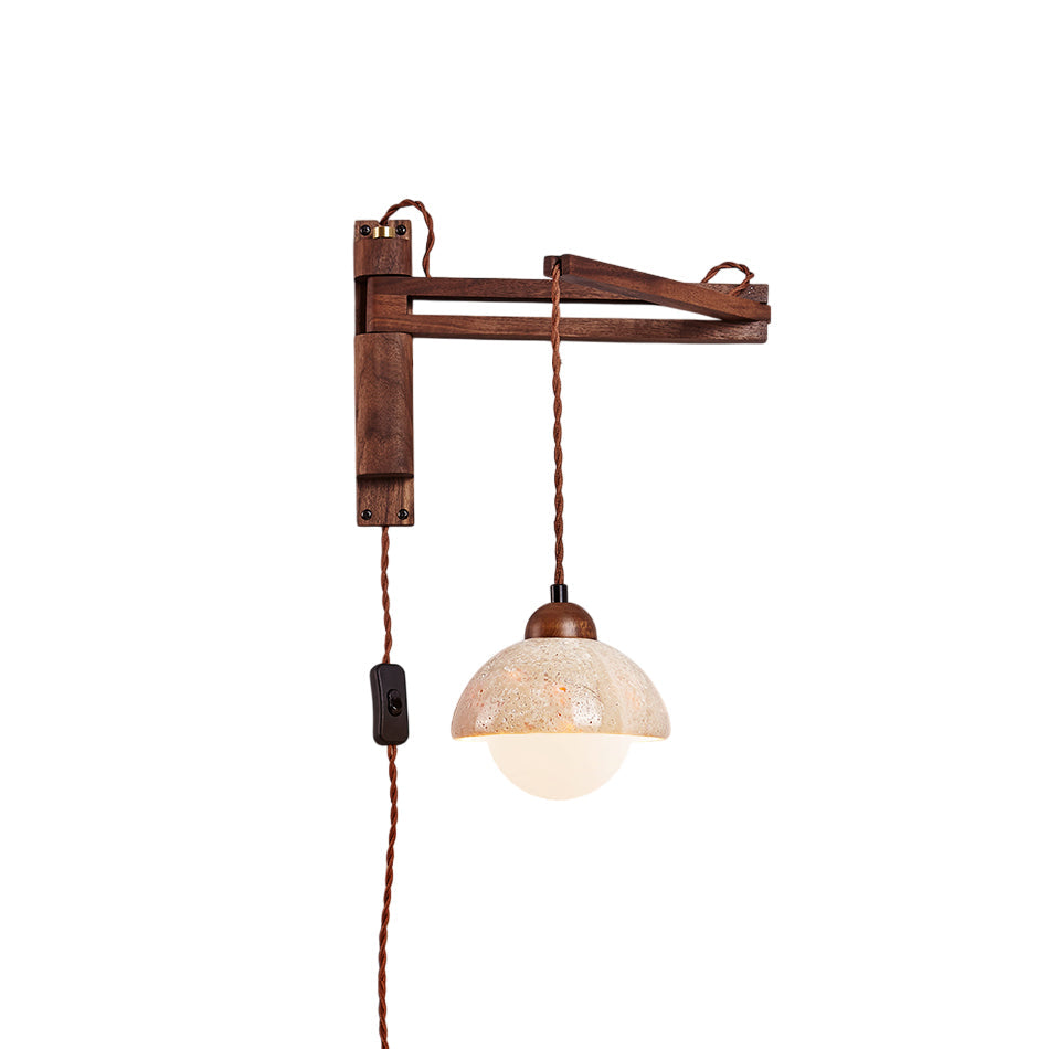 
Cezoria Travertine Swing Arm Wall Sconce - Adjustable