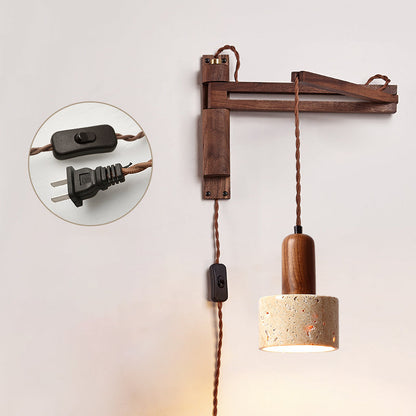 Cezoria Travertine Swing Arm Wall Sconce - Adjustable