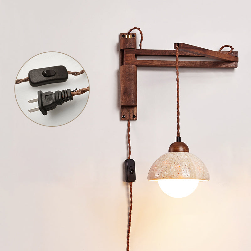 
Cezoria Travertine Swing Arm Wall Sconce - Adjustable