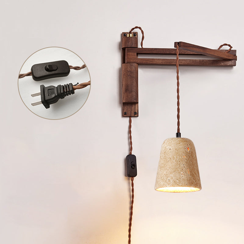 
Cezoria Travertine Swing Arm Wall Sconce - Adjustable