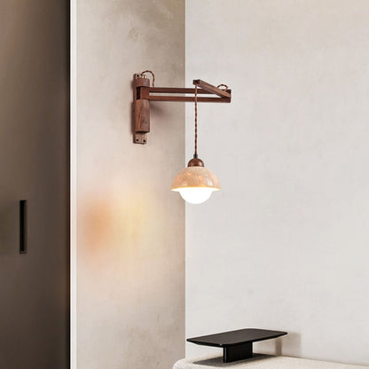 Cezoria Travertine Swing Arm Wall Sconce - Adjustable
