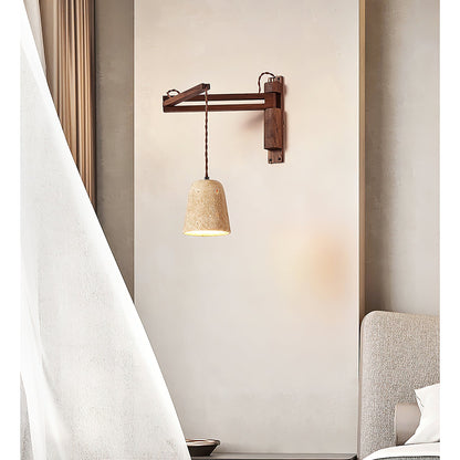Cezoria Travertine Swing Arm Wall Sconce - Adjustable